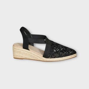 AVENUE Women's Cloudwalkers Wide FIT Espadrille Casey Sandal, Black, 8 WIDE